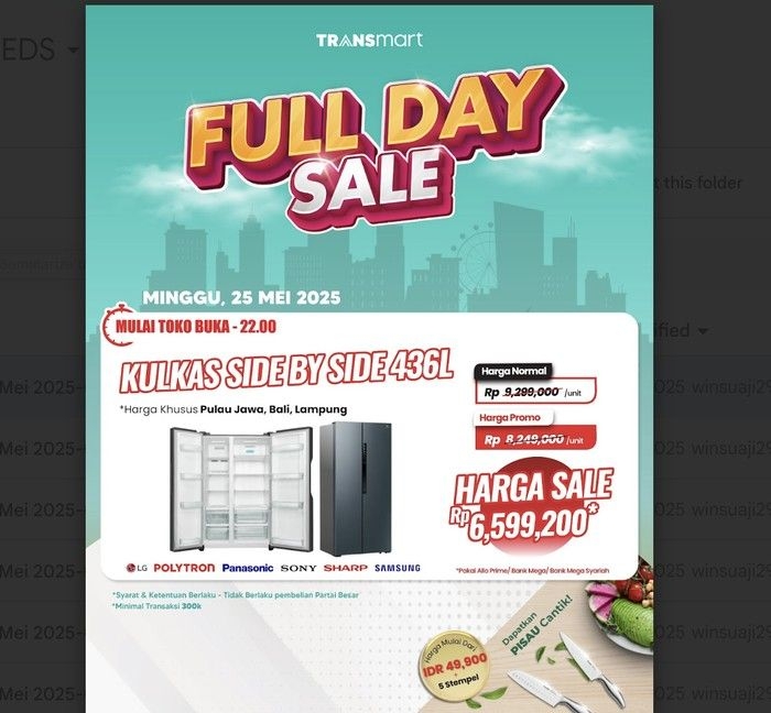 Promo Transmart Full Day Sale 25 Mei
